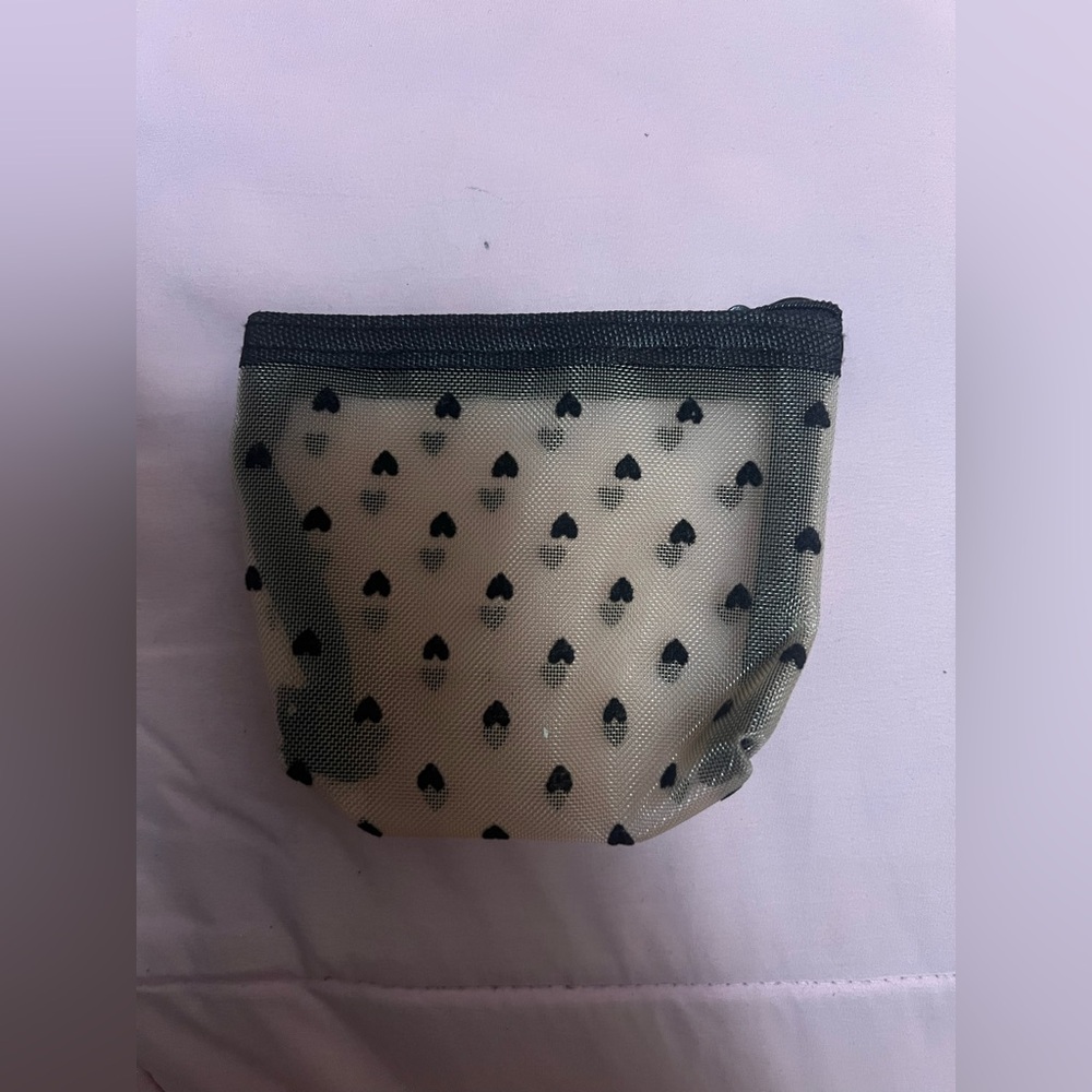 SHEIN Black Heart Pattern Cosmetic Bag